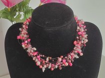 Pink multistrand floating Necklace